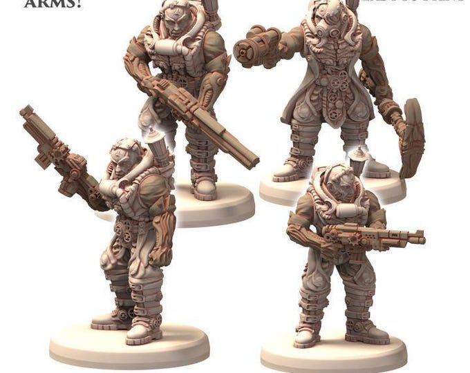 Neo Lab Guards ( 5 - 20 ) Genetist Fleshsculptor - Printerra Studios - Tabletop Wargaming Miniature for Grimdark | OPR | Sci-fi