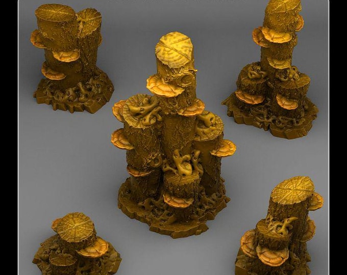Enchanted Mushroom Logs - Wargaming Terrain Objectives | Fantastic Plants and Rocks | PathFinder | Mini | Dungeons and Dragons | Fantasy RPG