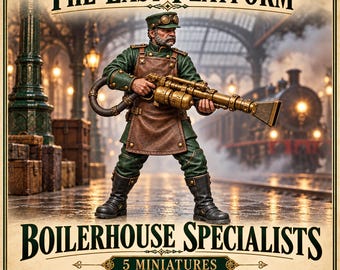 Boilerhouse Specialists | Choose 1 of 5 or Full Set | 32mm Victorian Sci-Fi Resin Miniatures | HGM Exclusive