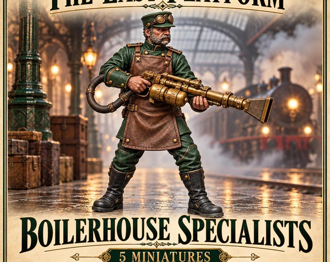 Boilerhouse Specialists | Choose 1 of 5 or Full Set | 32mm Victorian Sci-Fi Resin Miniatures | HGM Exclusive
