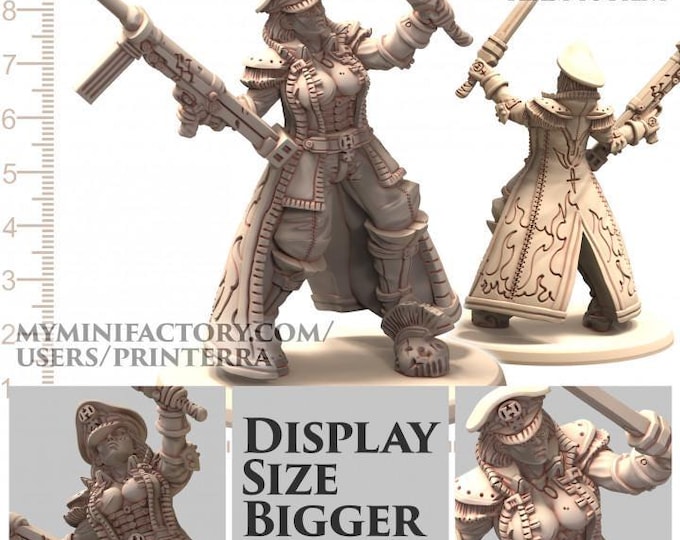 Imperial Guard Female Officer Commissioner Die Major MILITARIA - Printerra Studios Tabletop Wargaming Miniature for Grimdark | OPR | Sci-fi
