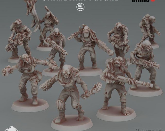 Crab Cult Factory Workers - Oshounaminis - Tabletop wargaming miniature for Grimdark | OPR | Sci-fi | Alien Bug Proxy | Printed mini