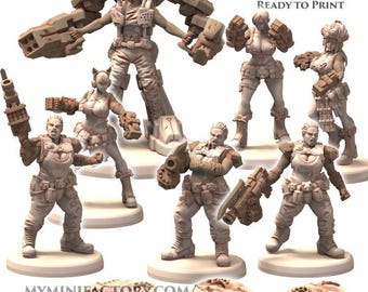 OGRESS Attackers Full Unit - Printerra Studios - Tabletop Wargaming Miniature for Grimdark OPR Sci-fi