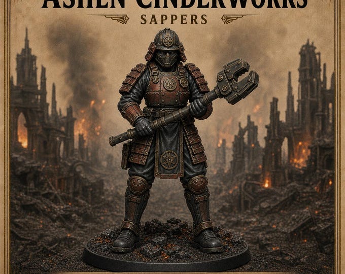 Ashen Cinderworks Sappers | 5 Resin Sci-Fi Samurai Engineers | HGM Exclusive