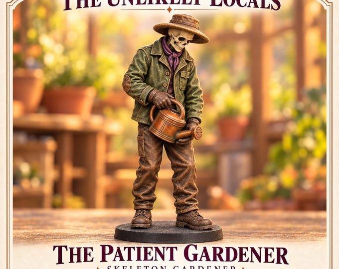 The Patient Gardener | Skeleton Fantasy Village NPC | Unpainted Resin Miniature | The Unlikely Locals | HGM Original