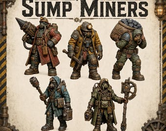 Highland Underworks Sump Miners - HGM Exclusive Resin Sci-Fi Undercity NPC Miniatures