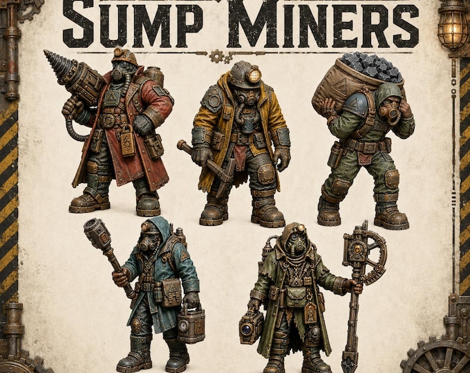 Highland Underworks Sump Miners | Choose 1 or Full 5-Miniature Sci-Fi Crew | HGM Exclusive
