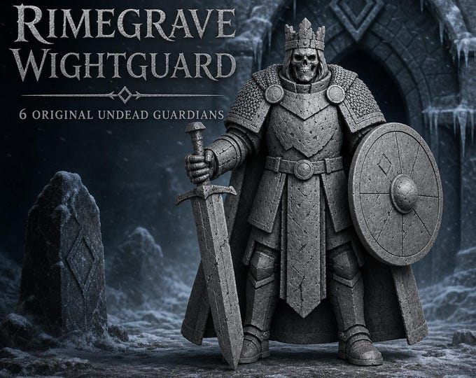 Rimegrave Wightguard Resin Miniatures | 6 Original Undead Guardians | Dark Fantasy Tabletop Set | HGM Bestiary