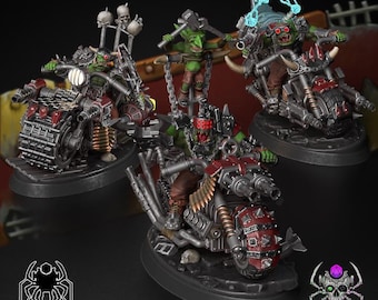 Wasteland Dust Bikers 32mm Grimdark Ork Miniature Set for Sci-Fi Wargames & TTRPG | Eight Legs Miniatures mini