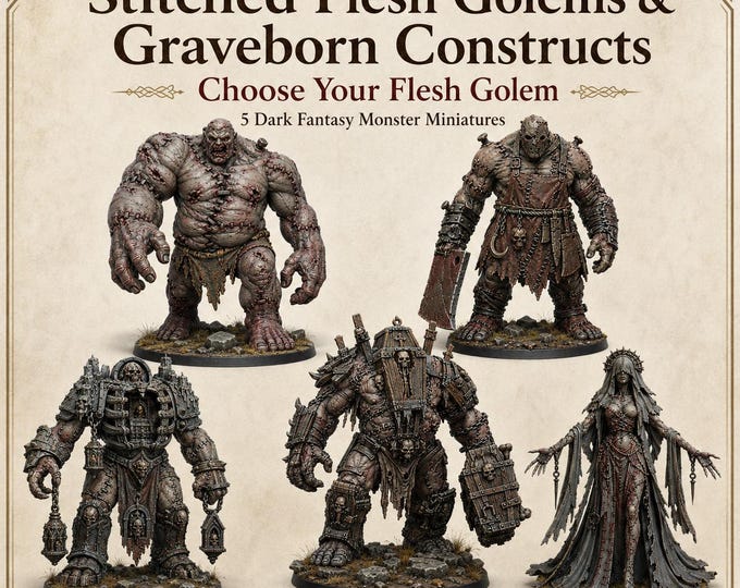 Stitched Flesh Golems & Graveborn Constructs - HGM Exclusive Resin Dark Fantasy Monster Miniatures