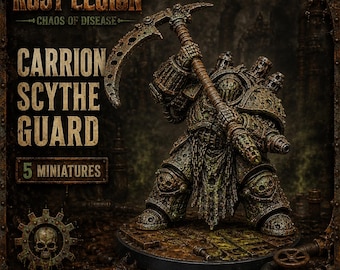Rust Legion Carrion Scythe Guard – 5 Grimdark Sci-Fi Resin Miniatures, Corroded Terminator Bodyguards, 40mm Elite Reaper Squad
