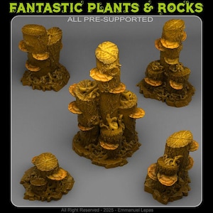 Enchanted Mushroom Logs - Wargaming Terrain Objectives | Fantastic Plants and Rocks | PathFinder | Mini | Dungeons and Dragons | Fantasy RPG