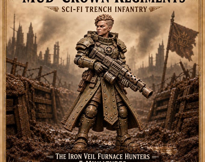 Iron Veil Furnace Hunters | Choose 1 of 5 Armoured Rifle Poses or Complete Unit | 32mm Resin Sci-Fi Miniatures