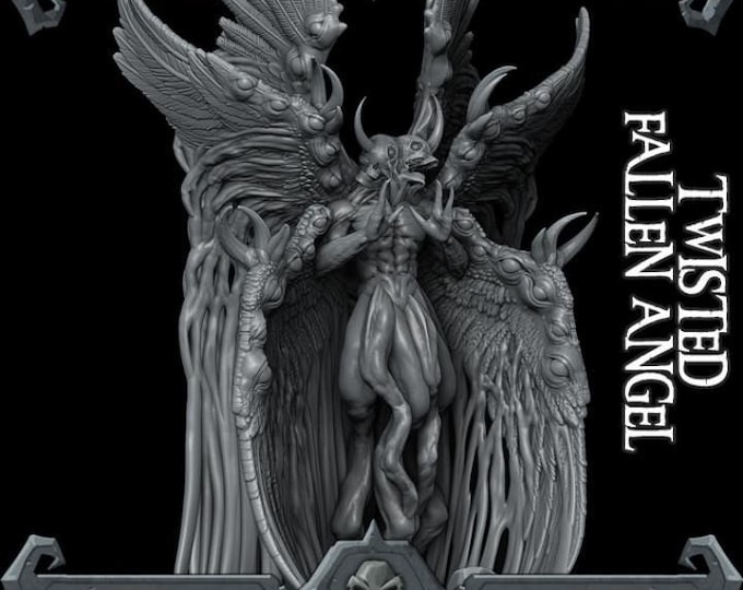 Chaos Demon Twisted Fallen Angel - Fantasy Miniature  - Rocket Pig Games - Tabletop Wargaming for Grimdark | OPR Sci-Fi & Fantasy Resin Mini