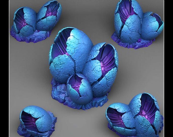 Hatched Alien Eggs - Fantastic Plants & Rocks - Sci-Fi Terrain Set