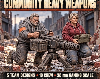 Earthline Community Heavy Weapons | 5 Civilian Sci-Fi Team Designs | 32mm Resin Miniatures