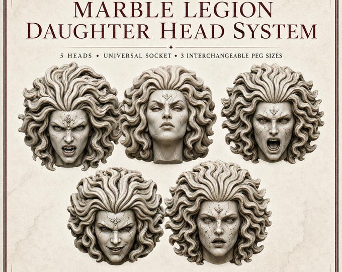 Marble Legion Daughter Conversion Heads | 1, 5, 10 or 20 Resin Head Upgrade Bits | 28mm or 32mm | HGM Exclusive