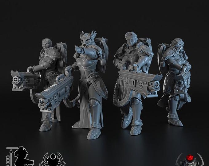 Battle Sisters Widows of Retribution Heavy Gun Squad - for Sci-Fi Wargames & TTRPG | Eight Legs Miniatures mini