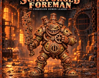 Scabforged Foreman Demon Leader | Rust Legion Cankerborn Resin Miniature | 32mm Base Option | HGM Exclusive