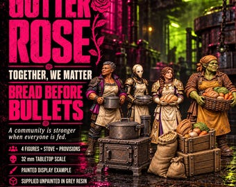 Bread Before Bullets | Choose 1 Character or Full Community Kitchen Set | Female Sci-Fi Resin Miniatures & Scenery | HGM Original