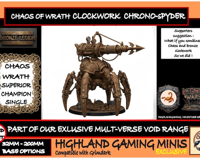 Chaos of Wrath Bronze Legion Clockwork Chrono-Spyder Exclusive Multi-Verse Warp Wars HighlandGamingMinis Tabletop Wargaming Miniature