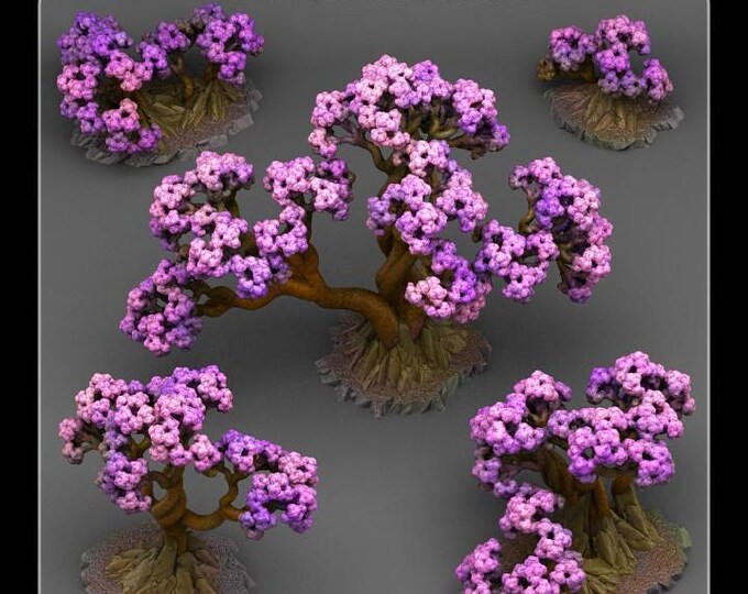 Bonsai Cherry Trees - Fantastic Plants & Rocks - Fantasy Terrain Set