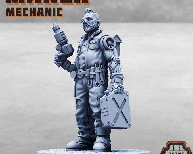 Marek Mechanic - Print Minis - Tabletop Wargaming Miniature for Grimdark | OPR | Sci-fi