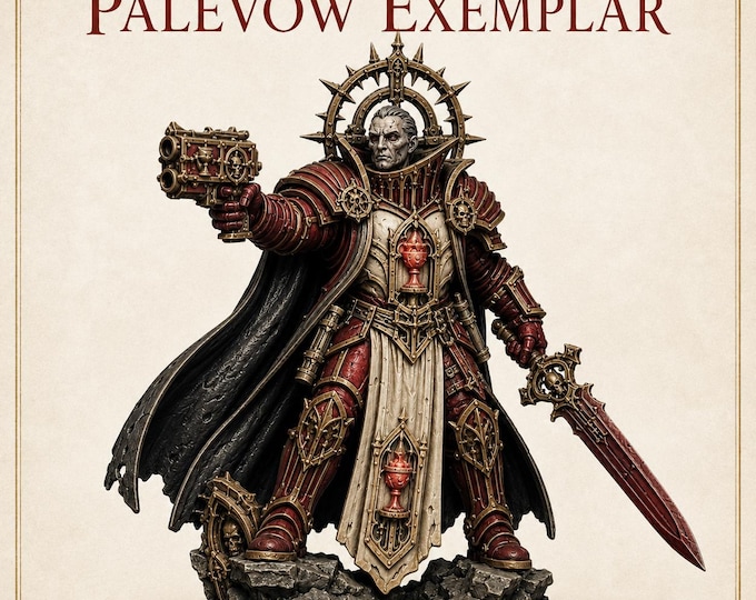 Palevow Exemplar - Gothic Sci Fi Vampire Knight Commander - Red Vow - Blood Legion HQ Character - Unpainted Resin Miniature