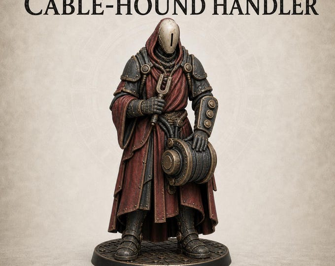 Hollow Cable-Hound Handler | Gothic Sci-Fi Custodian Miniature | Highland Gaming Minis Resin Character