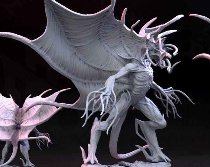 Chaos Mind Flayer Dragon Fantasy Miniature  - Mini Monster Mayhem - Tabletop Wargaming for Grimdark | OPR Sci-Fi & Fantasy