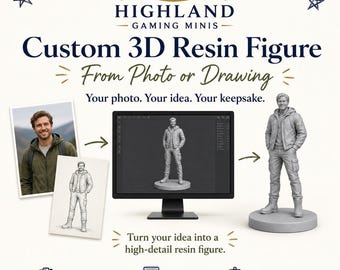 Custom 3D Resin Figure From Photo or Drawing | Personalised Miniature Figurine | Unique Keepsake Gift