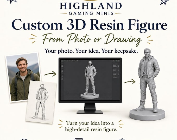 Custom 3D Resin Figure From Photo or Drawing | Personalised Miniature Figurine | Unique Keepsake Gift