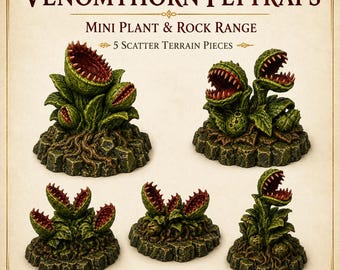 Venomthorn Flytraps - HGM Exclusive Resin Fantasy Plant Monster Set - 5 Pieces