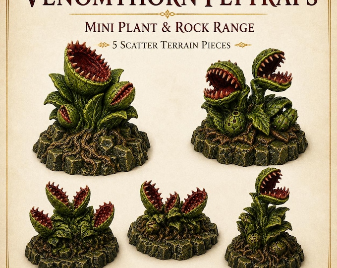 Venomthorn Flytraps - HGM Exclusive Resin Fantasy Plant Monster Set - 5 Pieces