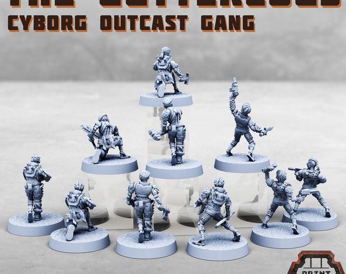 The Guttercogs - Cyborg outlaw gang - Print Minis - Tabletop Wargaming Miniature for Grimdark | OPR | Sci-fi