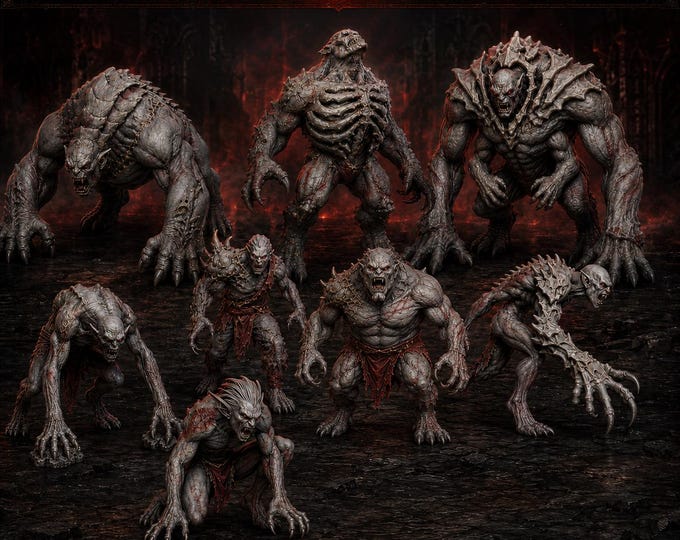 Bloodwrath Feral Vampires | 8 Resin Dark Fantasy Monster Miniatures | HGM Exclusive