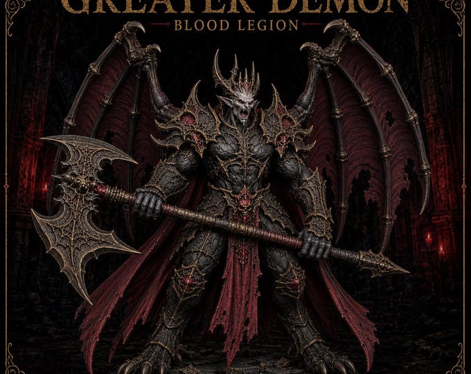 Thirstbound Greater Blood Demon Miniature | Winged Vampire Demon | 3 Weapon Pose Options | Dark Fantasy Resin Centrepiece