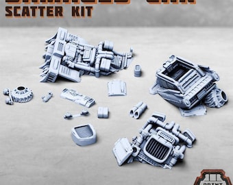 Damaged Car Scatter Kit - Print Minis Grimdark - Print Minis - Fantasy Resin Miniature