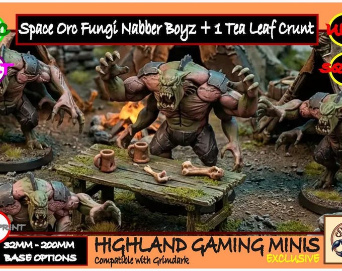 Fungi Nabber Boyz – 7-Model Alien Orc Resin Squad – 40/50mm – HGM Exclusive