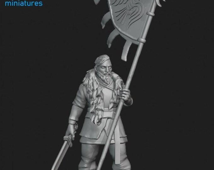 Viking Standard Bearer - Frigid Miniatures Grimdark Resin Miniature