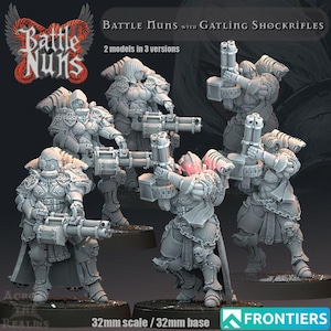 Battle Nuns with Gatling Shockrifles - Across the Realms - New Release July 25  - Sci-Fi OPR Grimdark compatible - Tabletop Wargaming