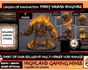 Fiery Dread Engines | Five-Weapon Grimdark War Machine | Bronze Legion | HGM Exclusive Resin Miniature