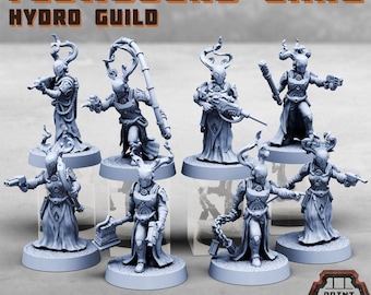 Flowbound Hydro Guild Gang x6 - Print Minis Licensed 28-32mm Resin Sci-Fi Miniatures