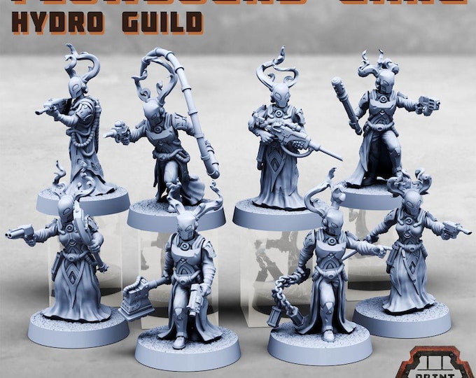 Flowbound Hydro Guild Gang x6 - Print Minis Licensed 28-32mm Resin Sci-Fi Miniatures