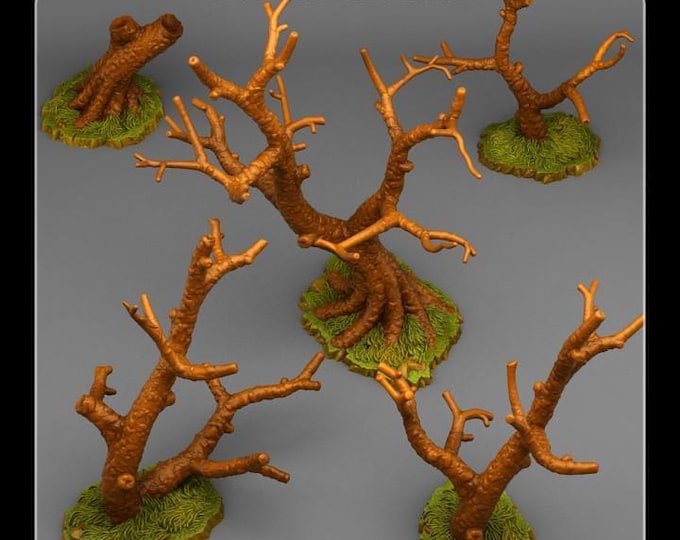 Dead Trees Wargaming Scatter Terrain Objectives - Fantastic Plants & Rocks - Fantasy Terrain Set