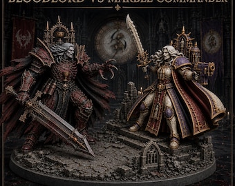 Bloodlord vs Marble Commander – 2-Miniature Resin Duel Diorama – 120mm Scenic Base – HGM Exclusive
