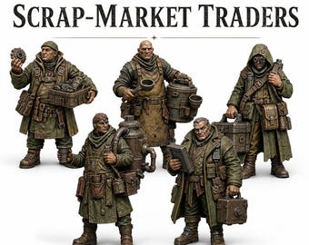 Scrap Market Traders – Hive NPC Characters - Highland Gaming Minis Exclusive Sci-Fi Resin Monster - DnD