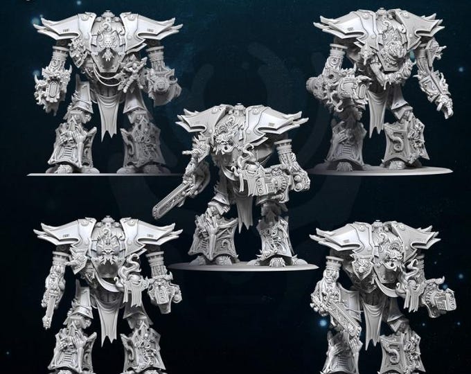 Chaos Titan Infernal Mech Knight - Miniatures - Chaos - Wildmesh - Tabletop Wargaming for Grimdark | Alternative | OPR Sci-Fi mini