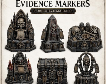Gothic Archive Evidence Markers - HGM Exclusive Resin Objective Marker Set - 6 Pieces