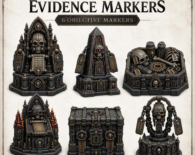 Gothic Archive Evidence Markers - HGM Exclusive Resin Objective Marker Set - 6 Pieces
